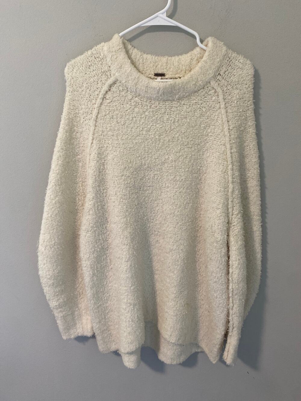 Free People Oversized Cozy Boucle Pullover Sweater Cream Ivory Women's XS